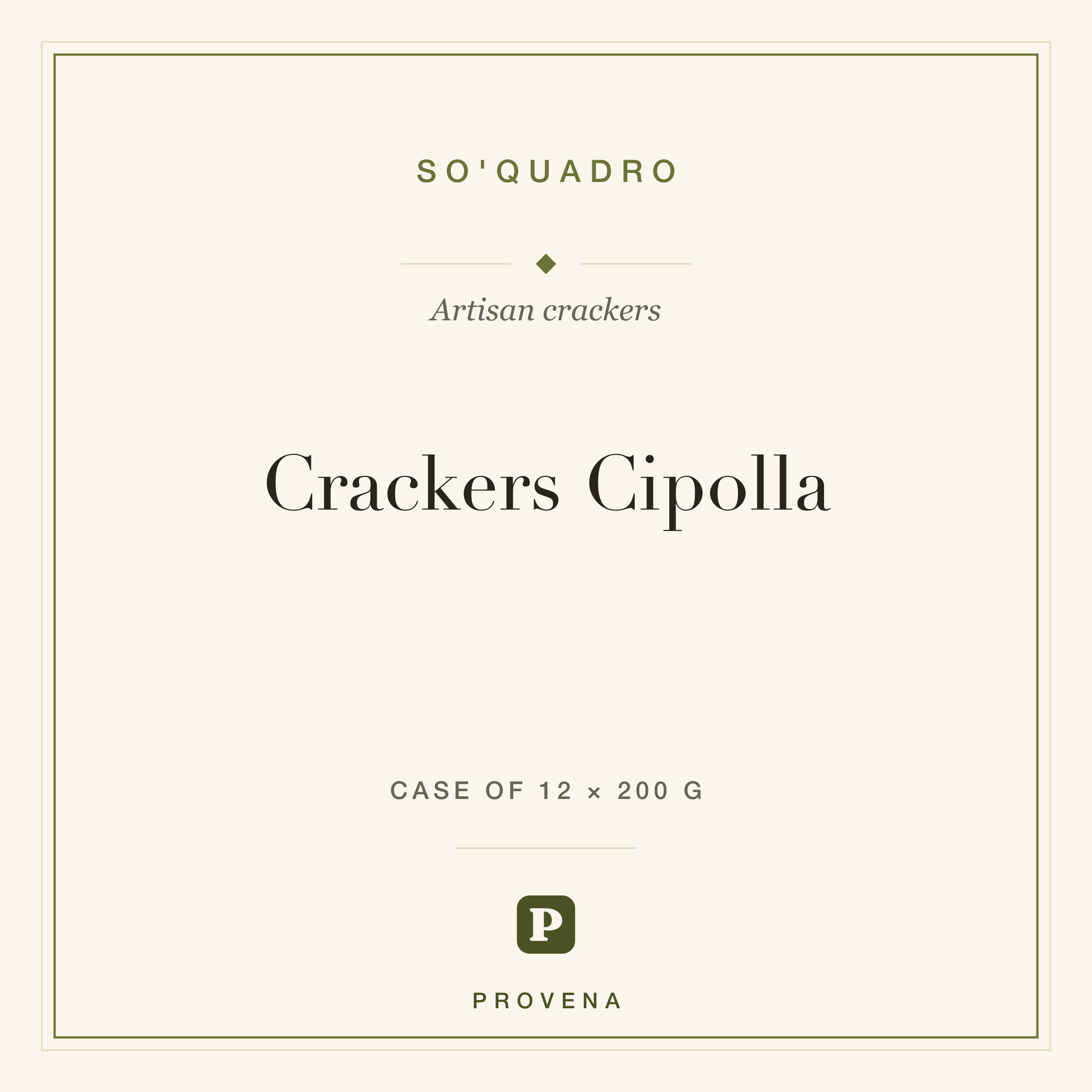 Crackers Cipolla — So'Quadro, Provena label