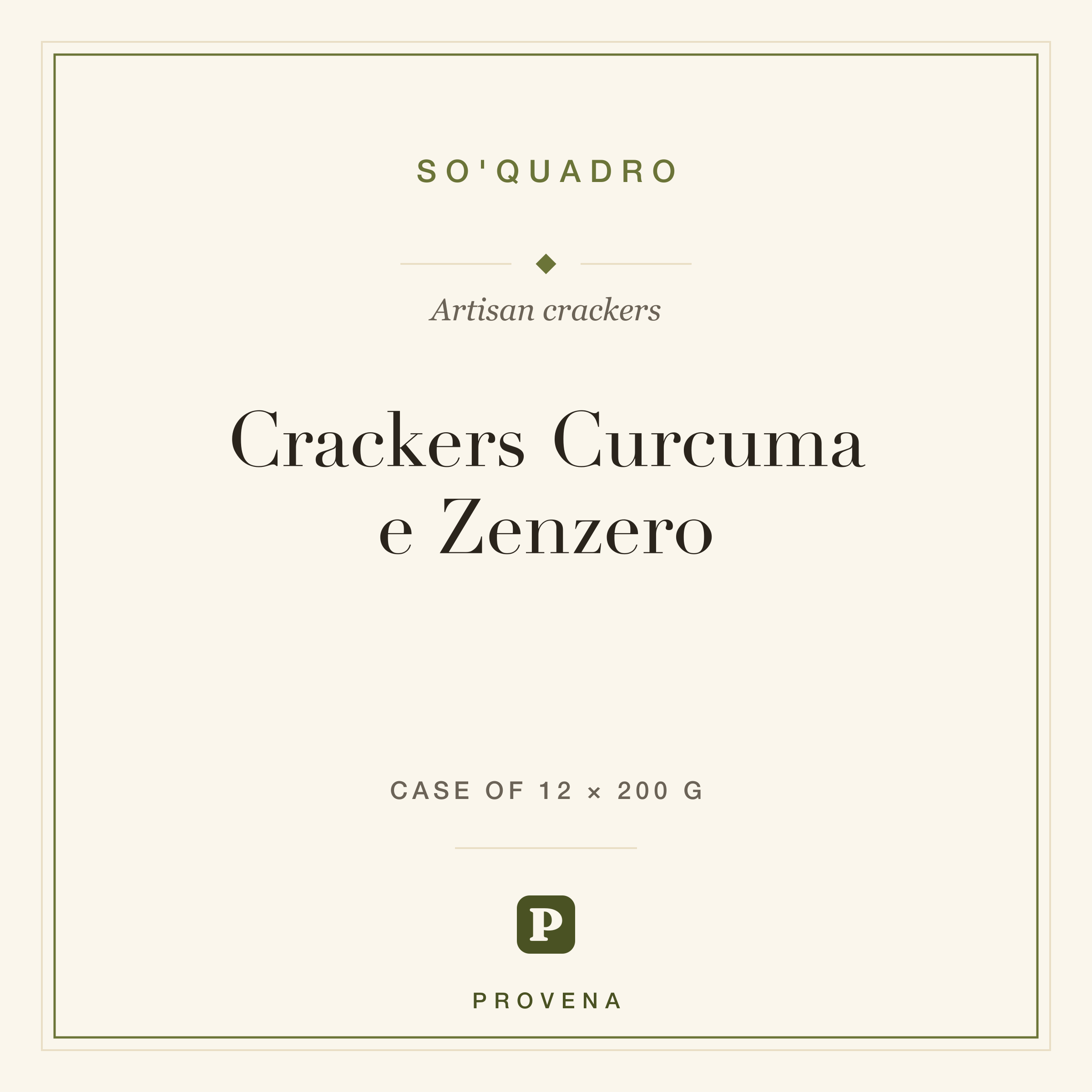 Crackers Curcuma e Zenzero — So'Quadro, Provena label