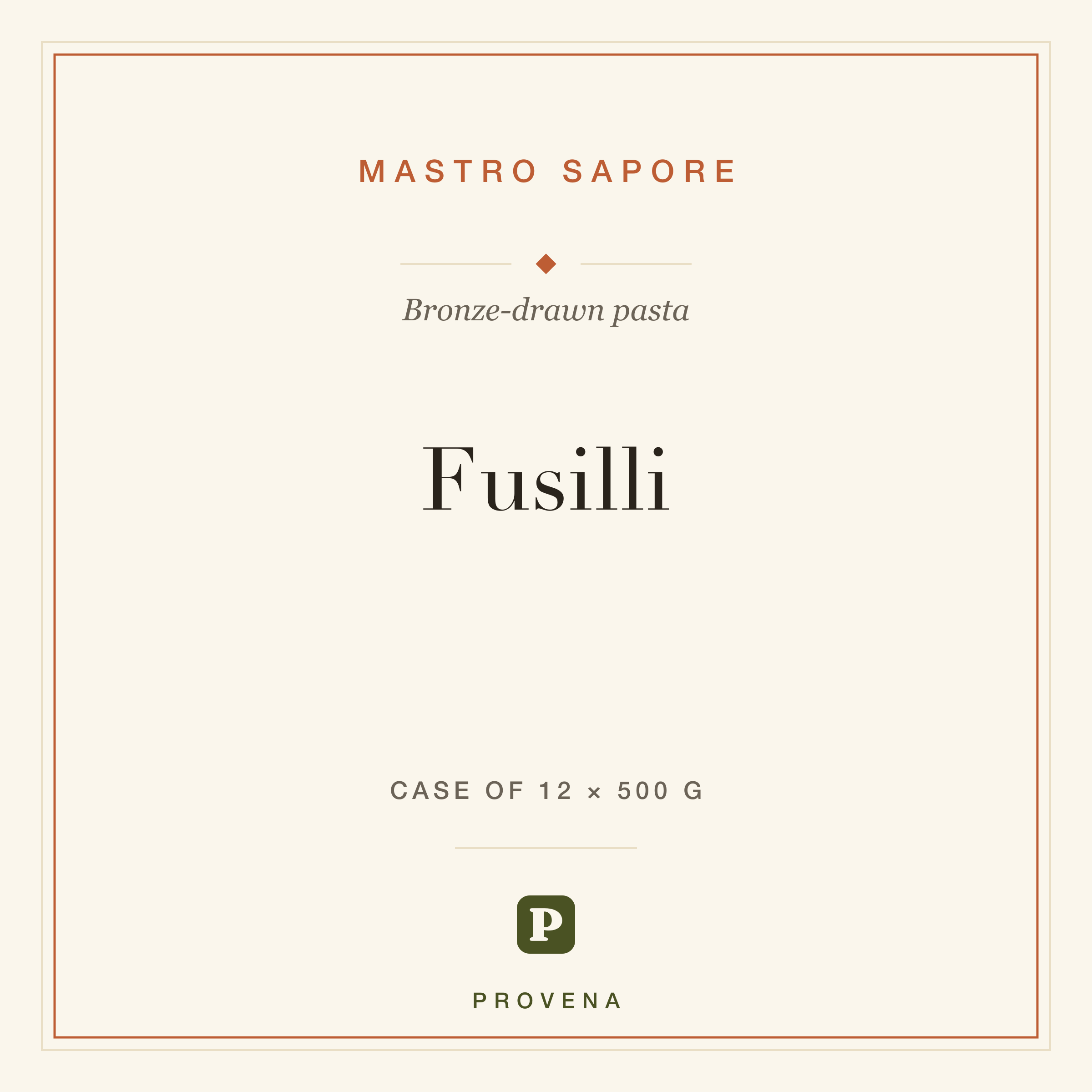 Fusilli — Mastro Sapore, Provena label