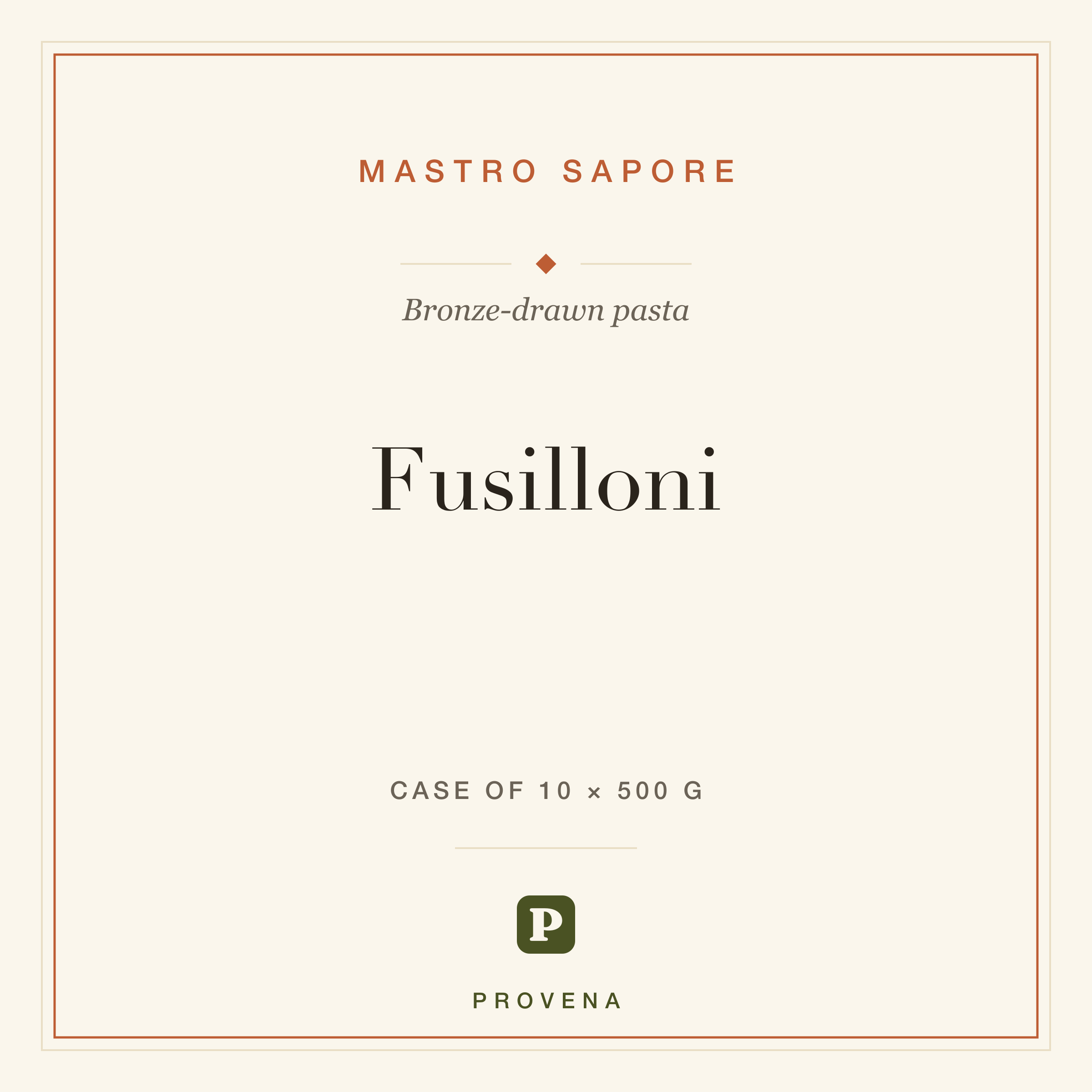 Fusilloni — Mastro Sapore, Provena label