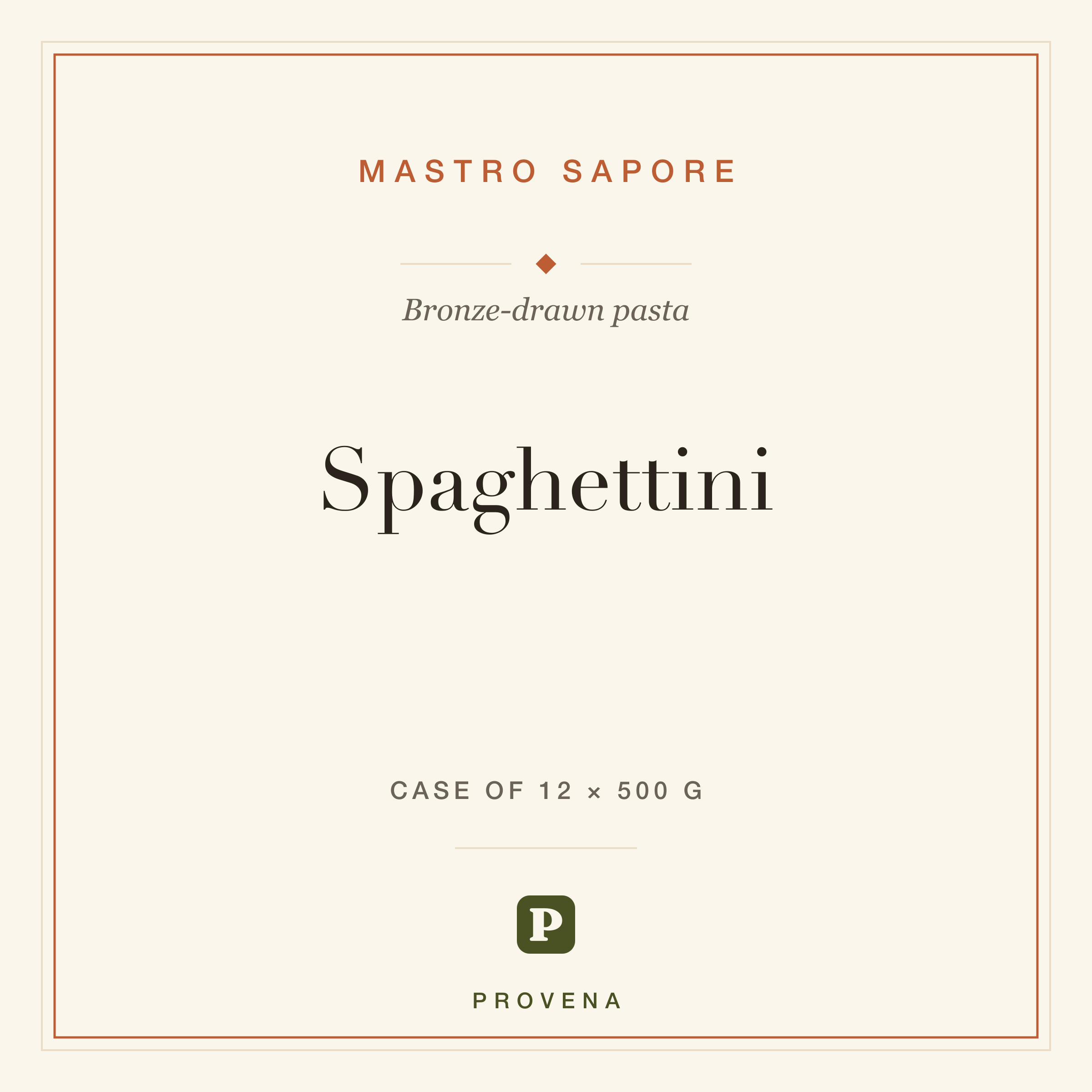 Spaghettini — Mastro Sapore, Provena label