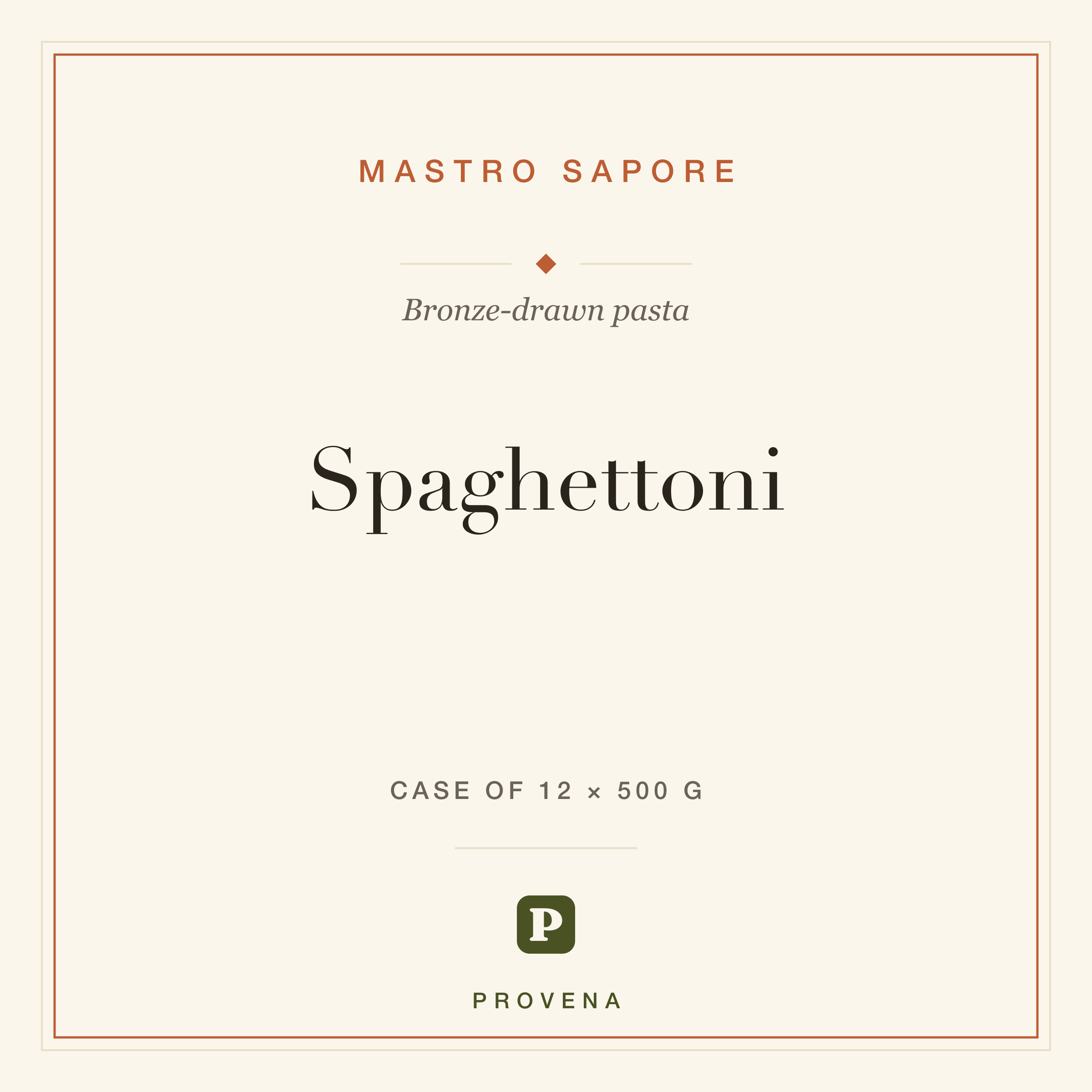 Spaghettoni — Mastro Sapore, Provena label